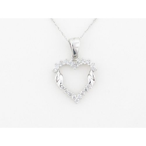 1/4 ct. tw. Diamond Heart Pendant. 10Kt White Gold