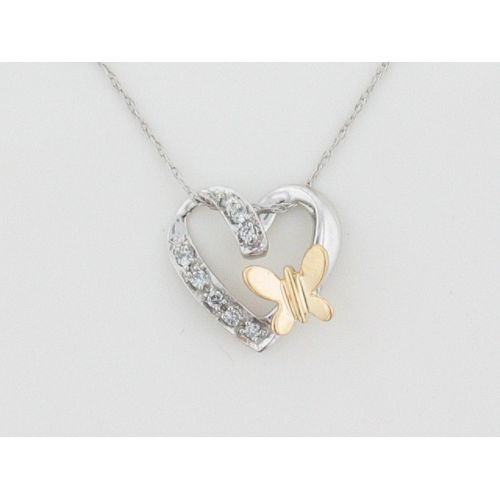 1/14 ct. tw. Diamond Heart Pendant. 10Kt Two Tone Gold