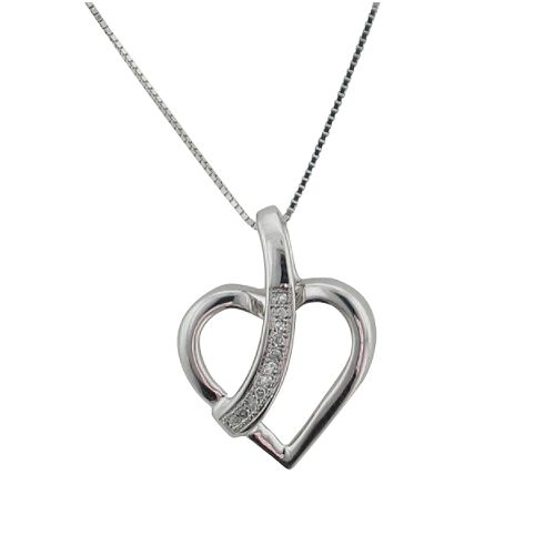 1/50 ct. tw. Diamond Heart Pendant. 10Kt White Gold