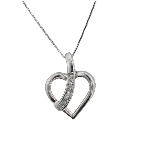 1/50 ct. tw. Diamond Heart Pendant. 10Kt White Gold