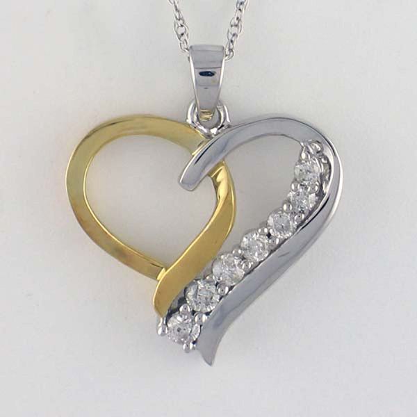 1/4 ct. tw. Diamond Heart Pendant. 10Kt Two Tone Gold
