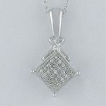 1/14 ct. tw. Diamond Square Pendant. 10Kt White Gold