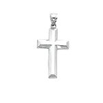 14K White Gold Polished Cross Pendant - D1598