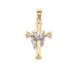 14K Two-tone Cross with White Robe Pendant - M1853