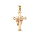 14K Two-tone Cross with Robe Pendant - M1314
