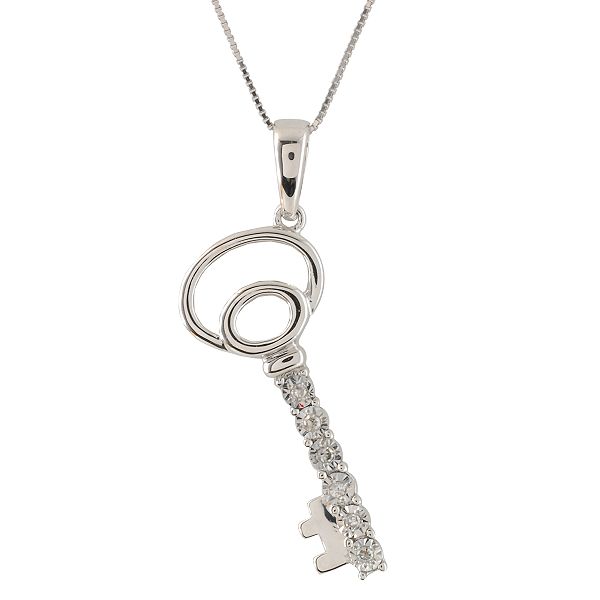 03 ct tw White Diamond Accent Key Pendant