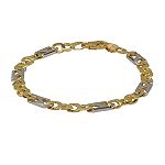 Aurafin Corp 14k Two-tone Gold 8.5 Figaro and Z Link Chain Bracelet.