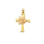 14K Two-tone Cross with Dove Pendant - K2141