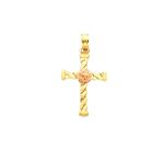14K Two-tone Twisted Cross Flower Pendant - K2145