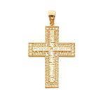 14K Yellow Gold Greek Filigree Cross Pendant - C1926