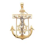 Quality Gold 14k Two-Tone Mariner's Crucifix Pendant