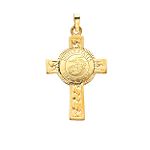 14K Yellow Gold Cross with Marine Corps Insignia Pendant - REL116