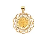 14K Yellow Gold Miraculous Medal Pendant - M2229