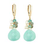 Zoe B. Blue Chalcedony, Pearl, Apatite and Labradorite Earrings. 10k Yellow Gold