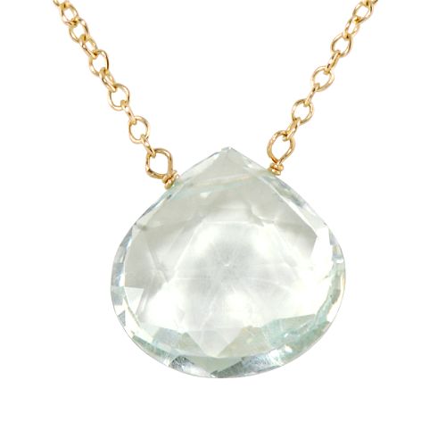 Zoe B. Green Amethyst Necklace. 10K Yellow Gold