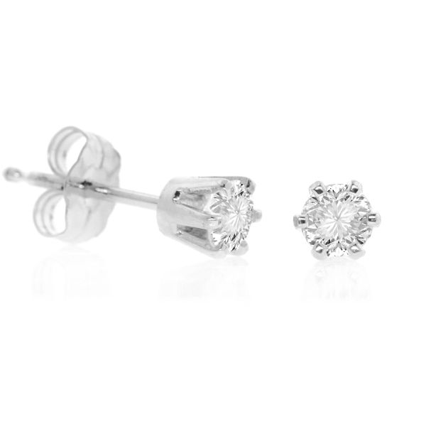 1/4 or 1/2 ct. tw. Diamond Stud Earrings. 14K White Gold