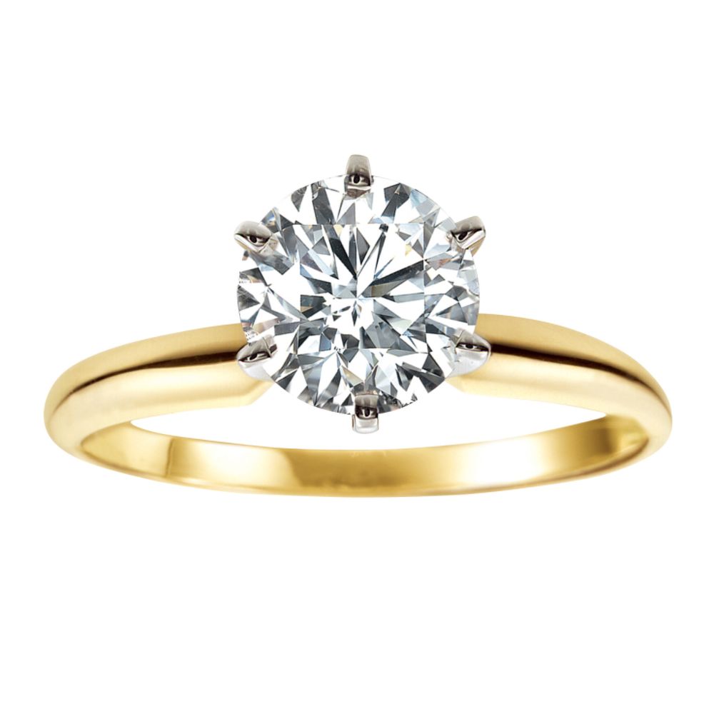 Simply Love Round Cut Diamond Solitaire Engagement Ring 14K Yellow Gold