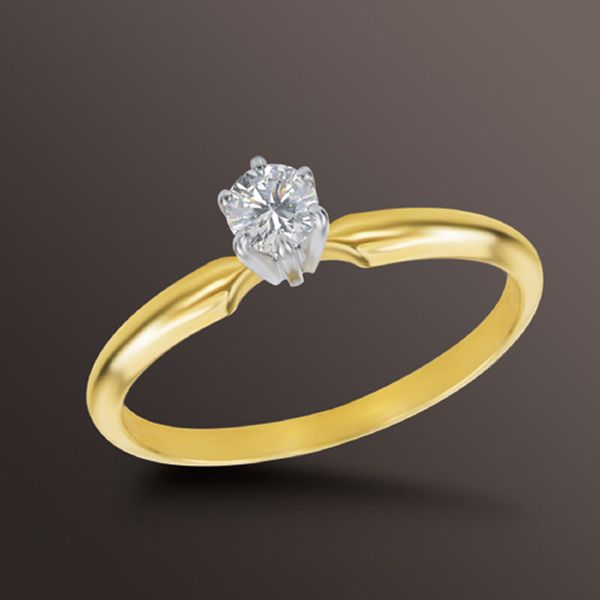 Simply Love Round Cut Diamond Solitaire Engagement Ring 14K Yellow Gold