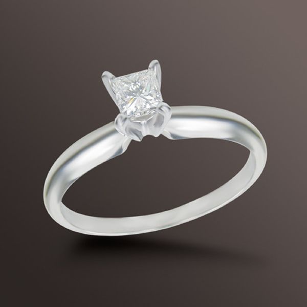 Simply Love Princess Cut Diamond Solitaire Engagement Ring 14K White Gold