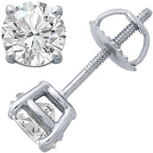 Round Diamond Stud Earrings in 14k White Gold
