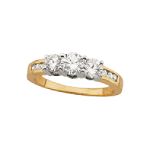 1 or 1-1/2 ct. t.w. Round Diamond 3-Stone Plus Ring in 14K Yellow Gold