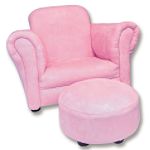 Click here to buy Trend Lab Baby Pink Suede Chair with Ottoman by Trend Lab.