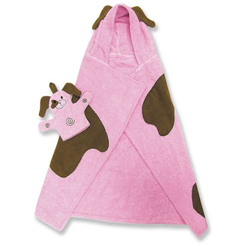 Trend Lab Baby Pink Puppy Hooded Towel w  Bath Mit by 