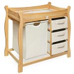Badger Basket Co Natural Sleigh Style Changing Table with Hamper/3 Baskets