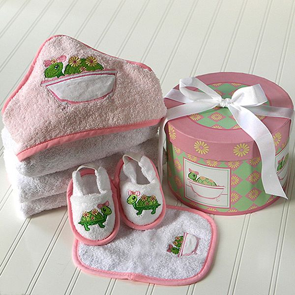 Baby Aspen Tillie the Turtle Four Piece Hat Box Bath Time Gift Set