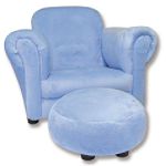 Trend Lab Baby Blue Velour Chair with Ottoman
