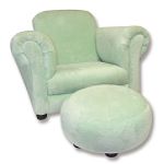 Trend Lab Baby Sage Velour Chair with Ottoman