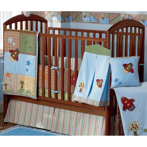 Sumersault Tiny Rockets 4 piece Crib Set: Quilt,... by