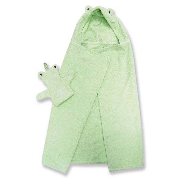 Trend Lab Baby Frog Hooded Towel w/ Bath Mit