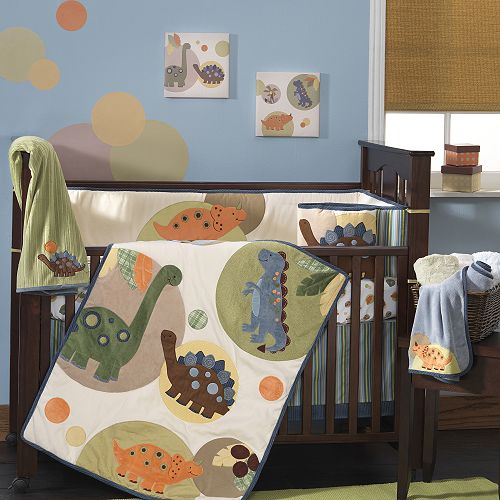 Lambs & Ivy Baby Dino Dots 4pc Crib Set