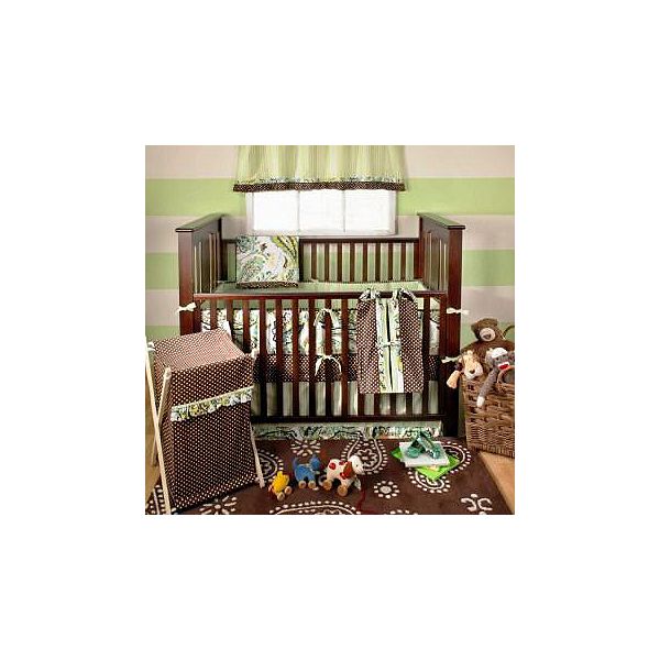 My Baby Sam, Paisley Splash 4 Piece Crib Bedding Set, Lime