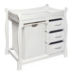 Badger Basket White Baby Changing Table with Hamper and 3 Baskets
