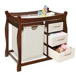 Badger Basket Co Cherry Sleigh Style Changing Table with Hamper/3 Baskets