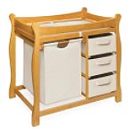Badger Basket Co Honey Sleigh Style Changing Table with Hamper/3 Baskets