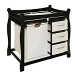 Badger Basket Co Black Sleigh Style Changing Table with Hamper/3 Baskets