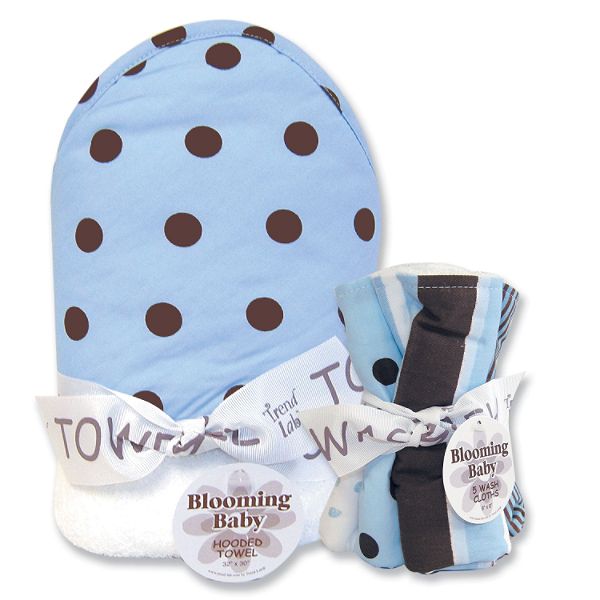 Trend-Lab Max Dot Hooded Towel and Wash Cloth Set