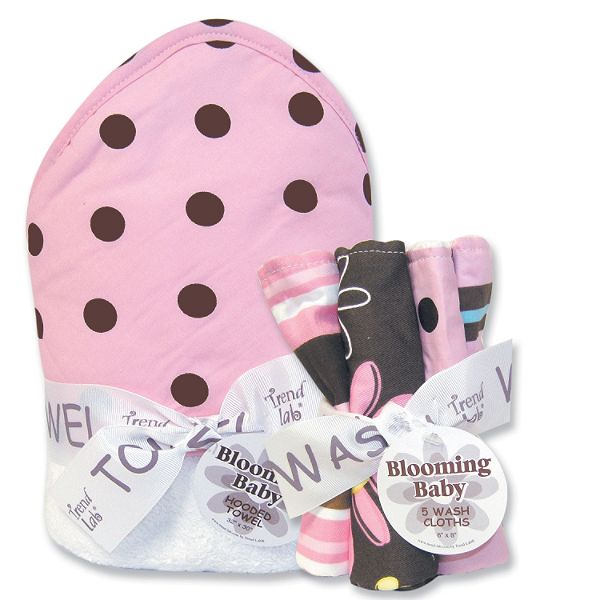 Trend-Lab Maya Dot Hooded Towel and Wash Cloth Set