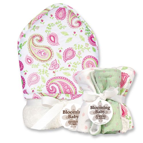 Trend-Lab Paisley Hooded Towel and Wash Cloth Set by