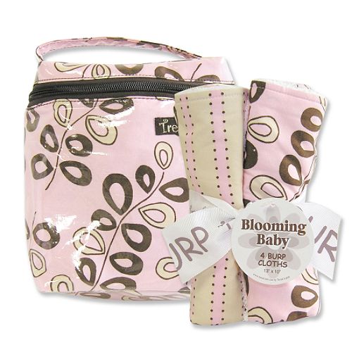 Trend-Lab Willow Pink Bottle Bag and Burp Cloth... by