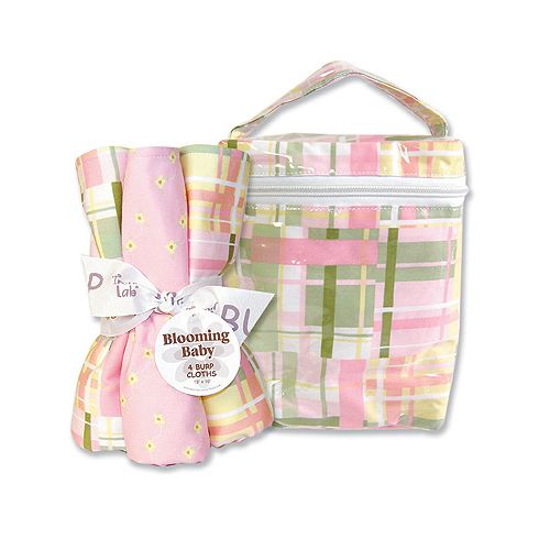 Trend-Lab Nantucket Pink Bottle Bag and Burp Cloth... by