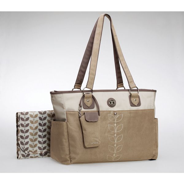 Carter's Faux Suede/Microfiber Tote Diaper Bag, Sand
