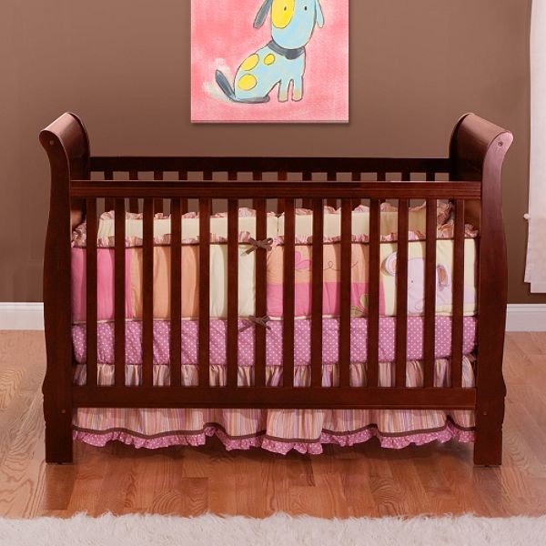 BSF Baby Madison Sleigh 4-in-1 Convertible Crib in Cherry Finish
