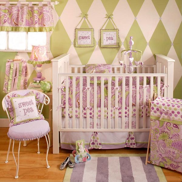 My Baby Sam, Sweet Pea 4pc Crib Bedding Set