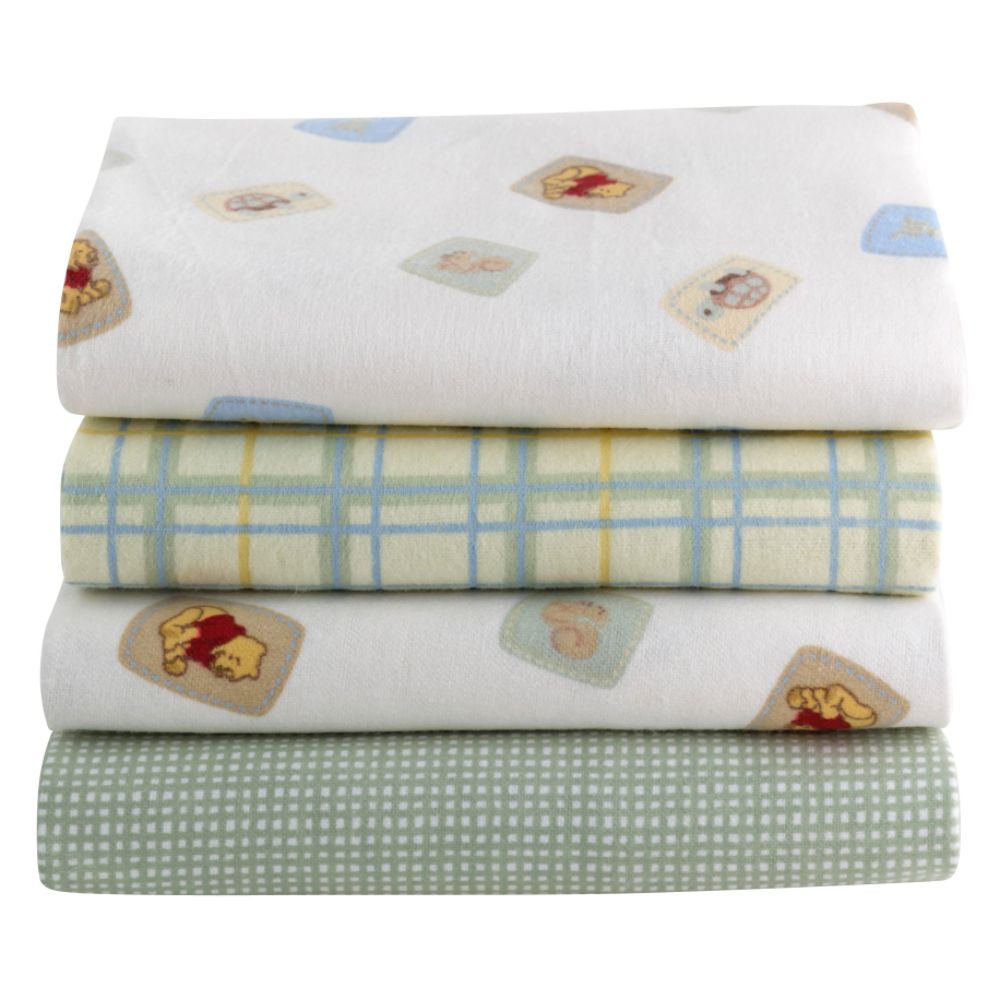 Winnie the Pooh Neutral 4 Pack Flannel Receiving Blanket