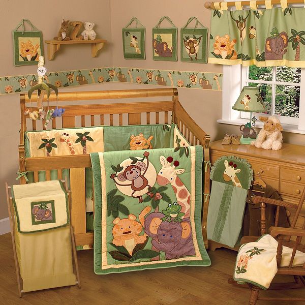 NoJo Jungle Babies 6pc. Crib Bedding Set