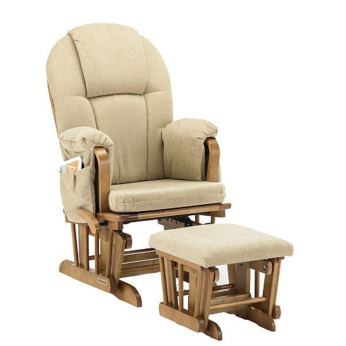 Shermag Grandview Glider Rocker with Ottoman, Chestnut with Beige Cushion